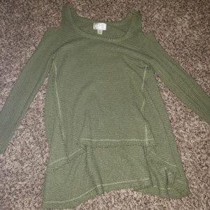 Green cold shoulder sweater